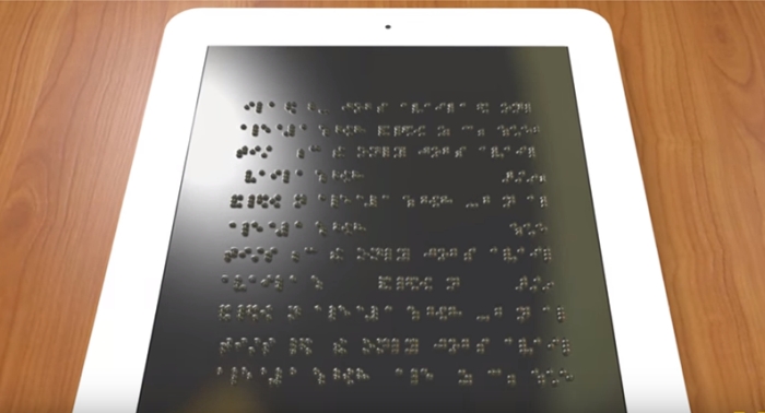 Tablet com sistema Braille 