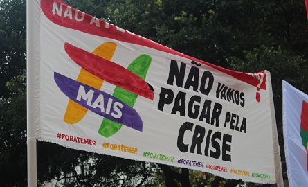 "Não vamos pagar pela crise". Recado dos trabalhadores. Foto: Chico de Paula / Agência Biblioo
