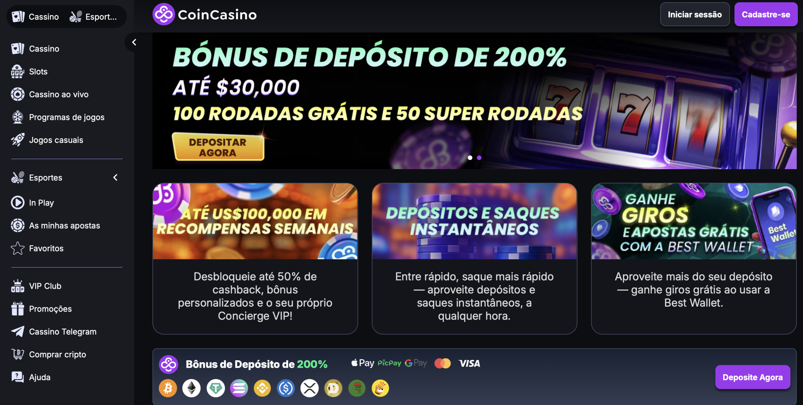 CoinCasino - Mais de 4.000 Jogos e Bónus de 200% nos melhores cassinos online